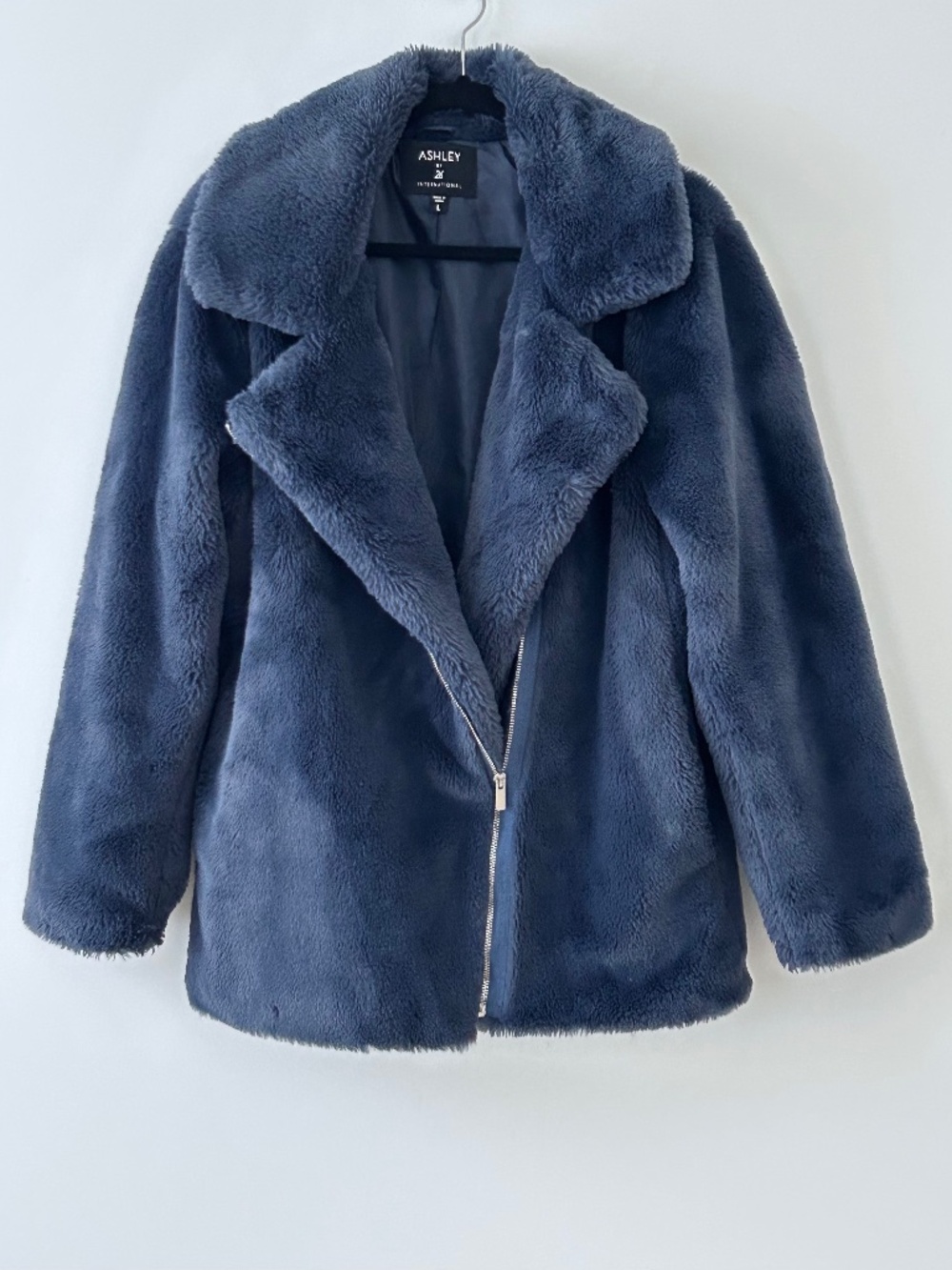 Ashley by 26 International Blue Plush Faux Fur Coat
